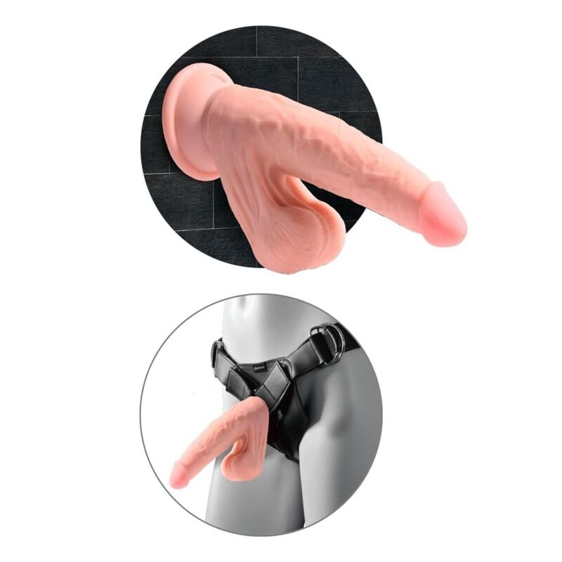KING COCK PLUS - DILDO REALISTA TRIPLE DENSIDAD CON TESTÍCULOS OSCILANTES 23 CM COLOR NATURAL