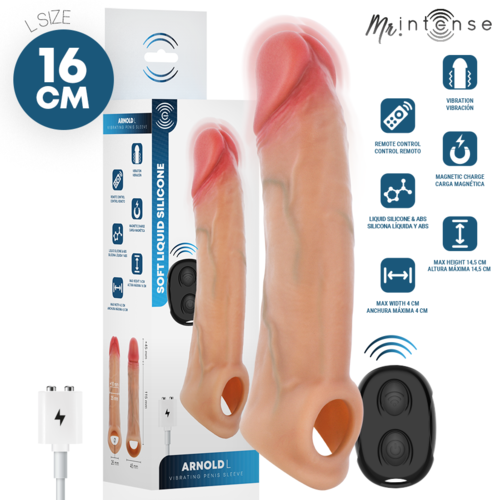 MR INTENSE - ARNOLD L VIBRADOR FUNDA PENE CONTROL REMOTO 16 CM -Ø- 4.5 CM