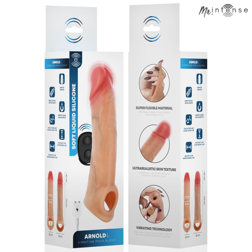 MR INTENSE - ARNOLD L VIBRADOR FUNDA PENE CONTROL REMOTO 16 CM -Ø- 4.5 CM