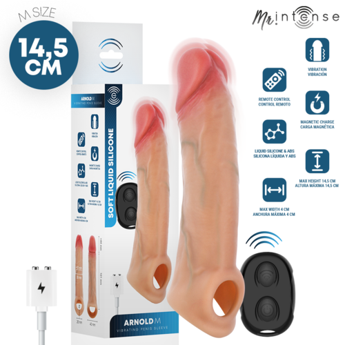 MR INTENSE - ARNOLD M VIBRADOR FUNDA PENE CONTROL REMOTO 14.5 CM -Ø- 4 CM