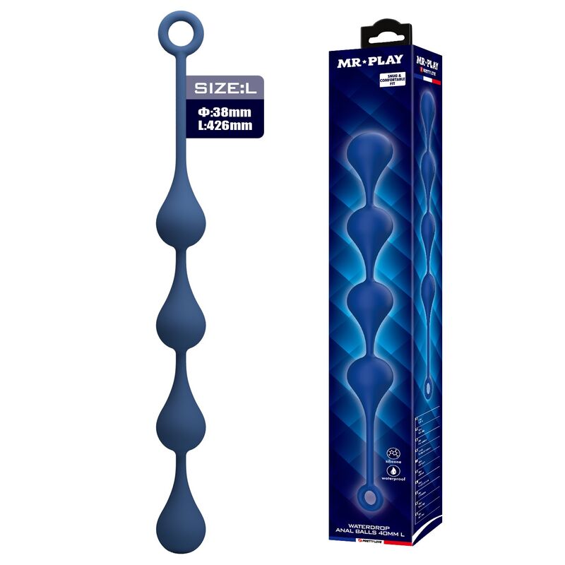MR PLAY - BOLAS ANALES SILICONA AZUL TALLA L -Ø- 42,6 CM