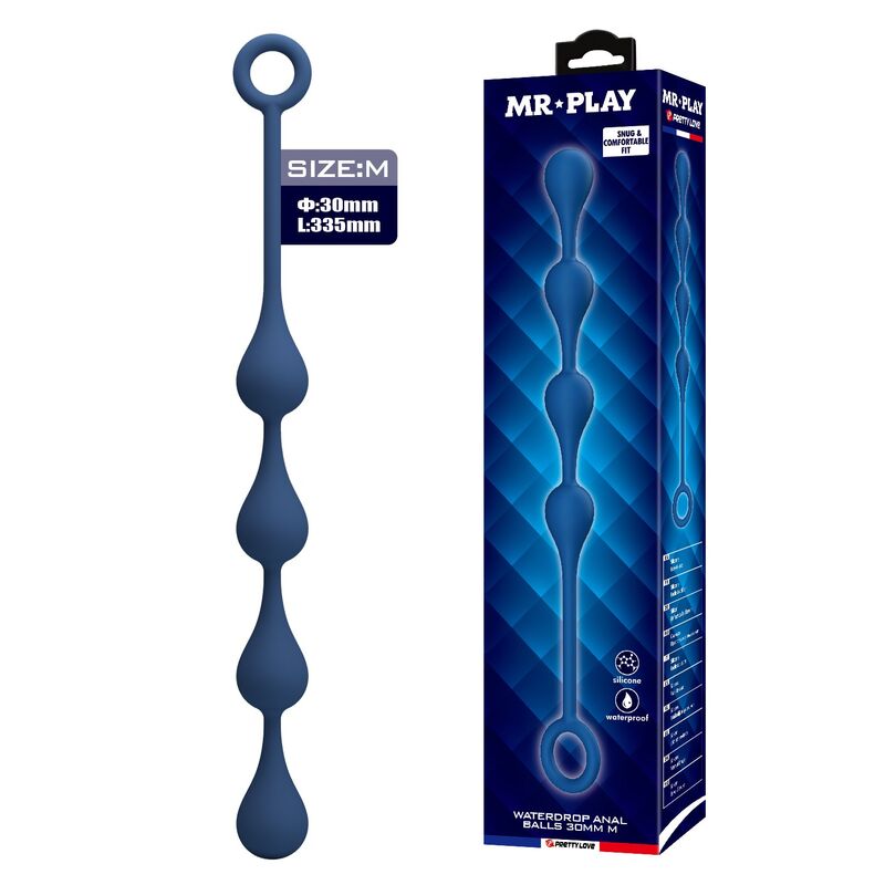MR PLAY - BOLAS ANALES SILICONA AZUL TALLA M -Ø- 33 CM