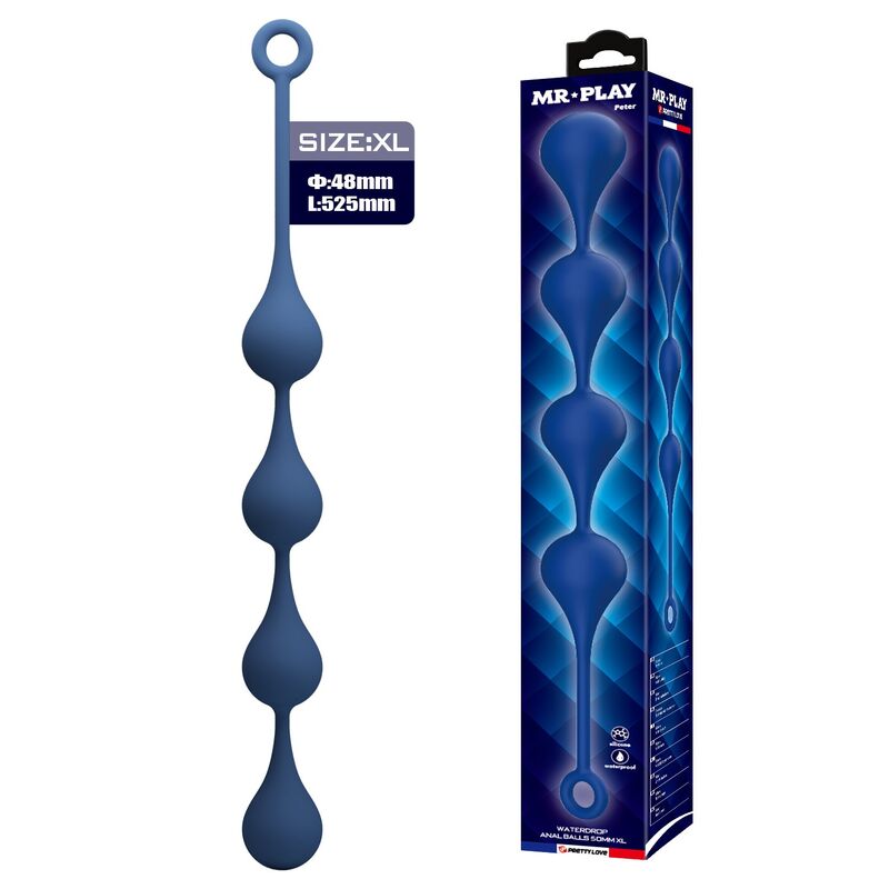 MR PLAY - BOLAS ANALES SILICONA AZUL TALLA XL -Ø- 52,5 CM