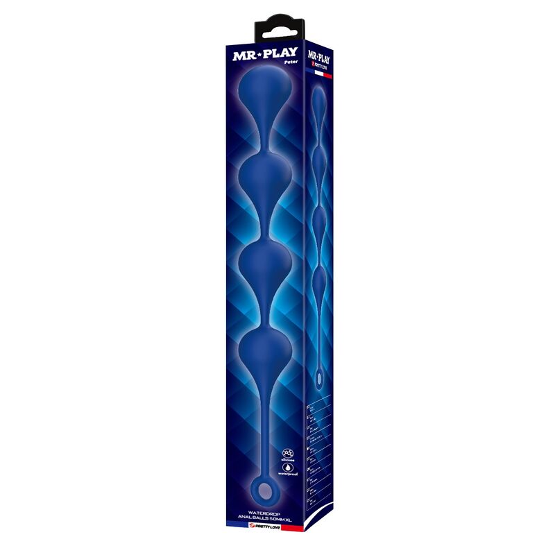 MR PLAY - BOLAS ANALES SILICONA AZUL TALLA XL -Ø- 52,5 CM