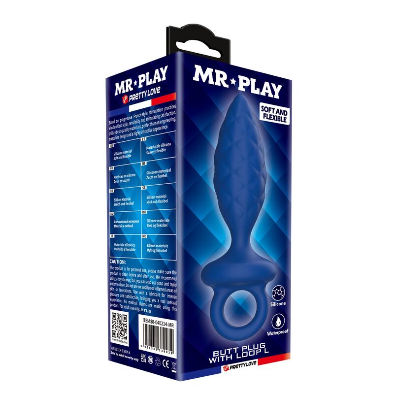 MR PLAY - PLUG ANAL TEXTURIZADO CON ANILLA AZUL