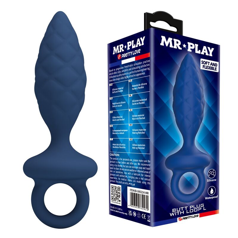 MR PLAY - PLUG ANAL TEXTURIZADO CON ANILLA AZUL