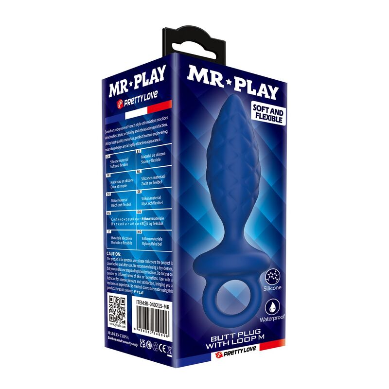 MR PLAY - PLUG ANAL TEXTURIZADO CON ANILLA AZUL