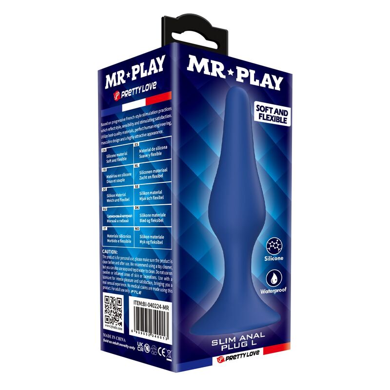 MR PLAY - PLUG ANAL SLIM SILICONA AZUL