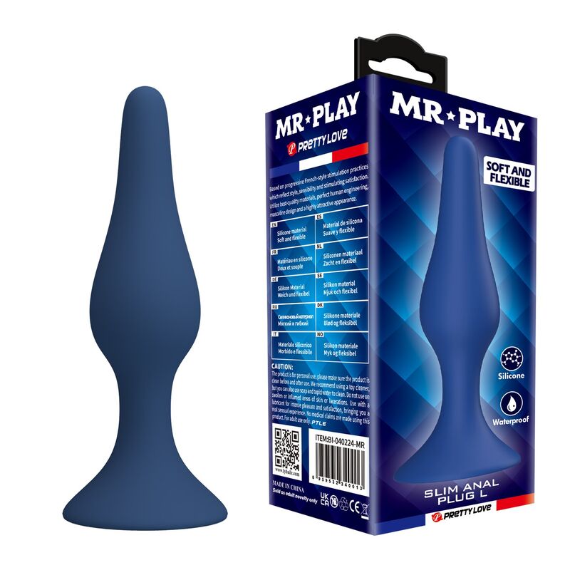 MR PLAY - PLUG ANAL SLIM SILICONA AZUL