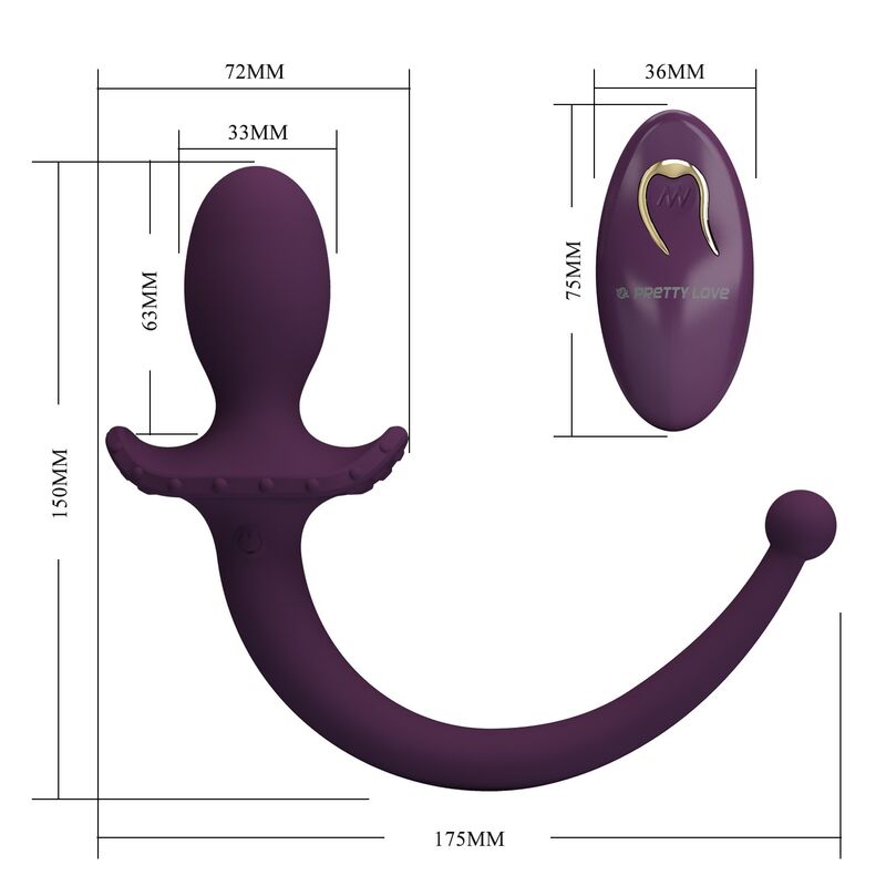 PRETTY LOVE - LIOEA PLUG ANAL CON COLA VIBRADOR 12 FUNCIONES COLOR MORADO