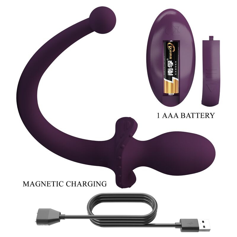 PRETTY LOVE - LIOEA PLUG ANAL CON COLA VIBRADOR 12 FUNCIONES COLOR MORADO