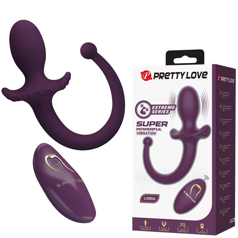 PRETTY LOVE - LIOEA PLUG ANAL CON COLA VIBRADOR 12 FUNCIONES COLOR MORADO