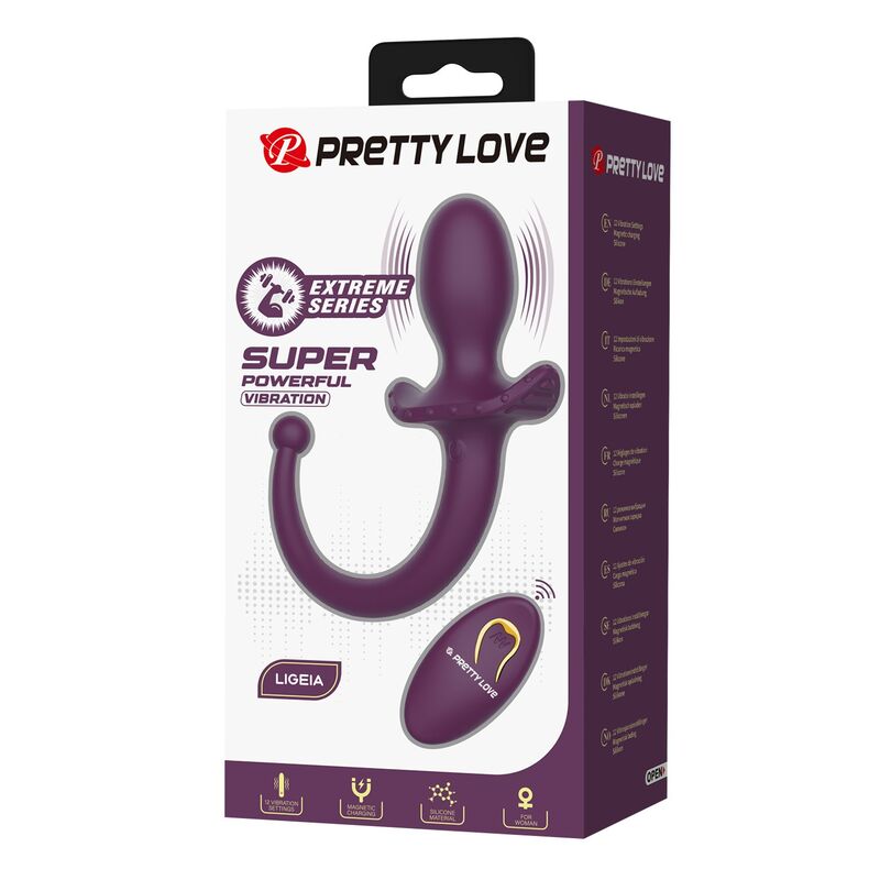 PRETTY LOVE - LIOEA PLUG ANAL CON COLA VIBRADOR 12 FUNCIONES COLOR MORADO