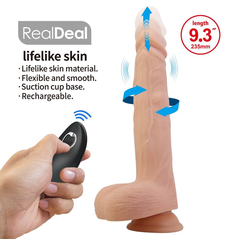 PRETTY LOVE - MILES DILDO VIBRADOR CON EMPUJE Y ROTACIÓN 23,5 CM Ø 4,8 CM COLOR NATURAL