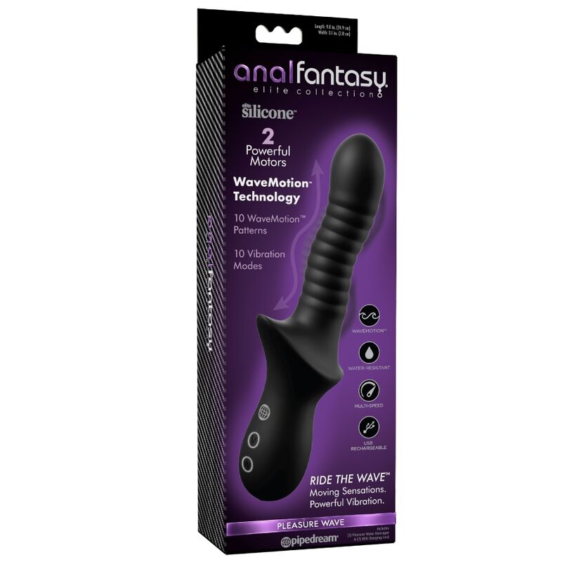 ANAL FANTASY ELITE - PLEASURE WAVE MASAJEADOR ANAL WAVEMOTION RECARGABLE NEGRO
