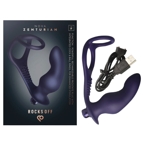 ROCKS-OFF - NOVA ZENTURIAN PLUG PROSTÁTICO VIBRADOR CON ANILLOS 16 MODOS AZUL OSCURO