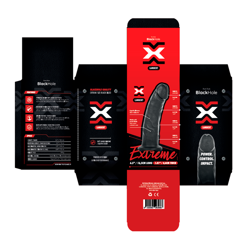 BLACKHOLE - LAMBERT DILDO REALISTA CURVO DE SILICONA CON VENTOSA 16,5 CM NEGRO