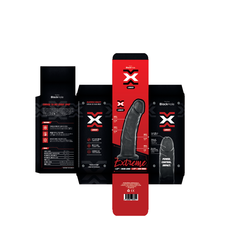BLACKHOLE - LAMBERT DILDO REALISTA CURVO DE SILICONA CON VENTOSA 20 CM NEGRO