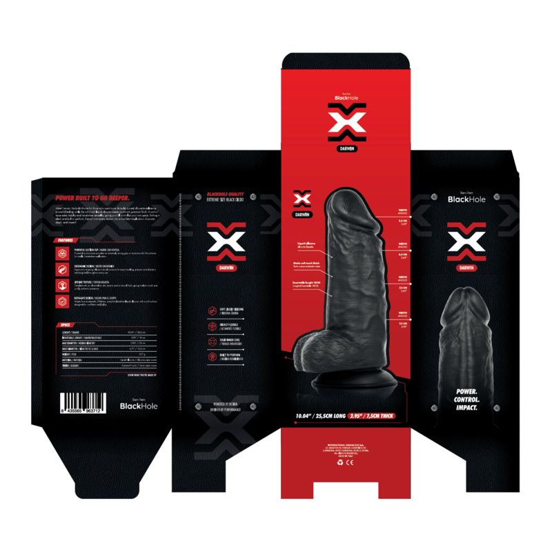 BLACKHOLE - DARWIN DILDO REALISTA CURVO DE SILICONA CON VENTOSA 25,5 CM NEGRO
