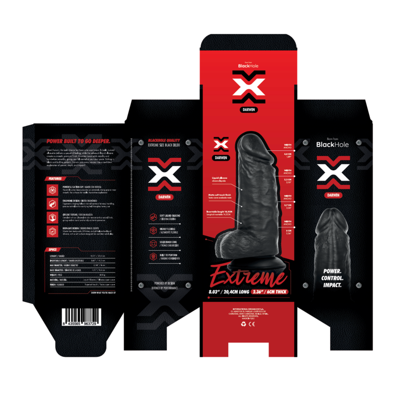 BLACKHOLE - DARWIN DILDO REALISTA CURVO DE SILICONA CON VENTOSA 20,4 CM NEGRO