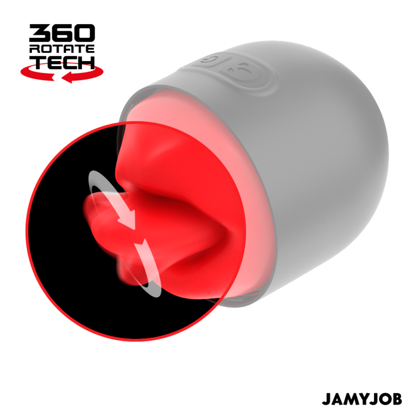 JAMYJOB - LICK-R MASTURBADOR CON SIMULADOR DE LAMIDOS GIRATORIO 360º Y VIBRACIÓN NEGRO