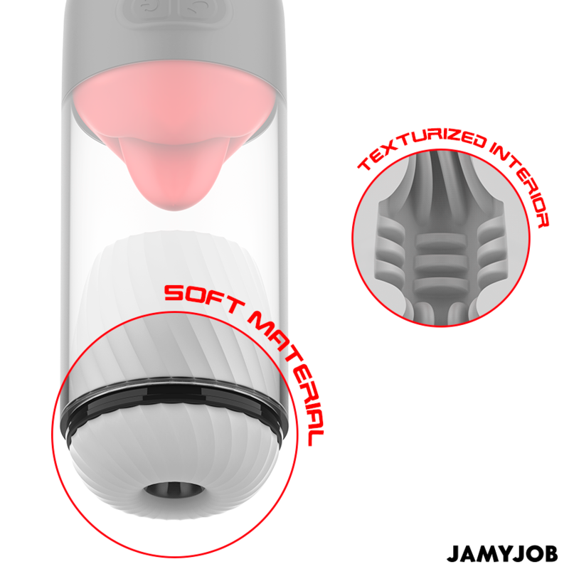 JAMYJOB - LICK-R MASTURBADOR CON SIMULADOR DE LAMIDOS GIRATORIO 360º Y VIBRACIÓN NEGRO