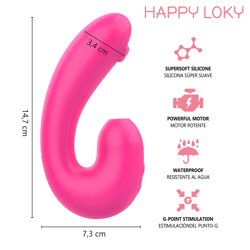 HAPPY LOKY - PASCAL ESTIMULADOR DOBLE SUCCIÓN Y PULSACIÓN PUNTO G ROSA