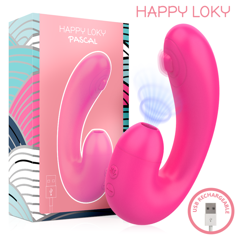 HAPPY LOKY - PASCAL ESTIMULADOR DOBLE SUCCIÓN Y PULSACIÓN PUNTO G ROSA