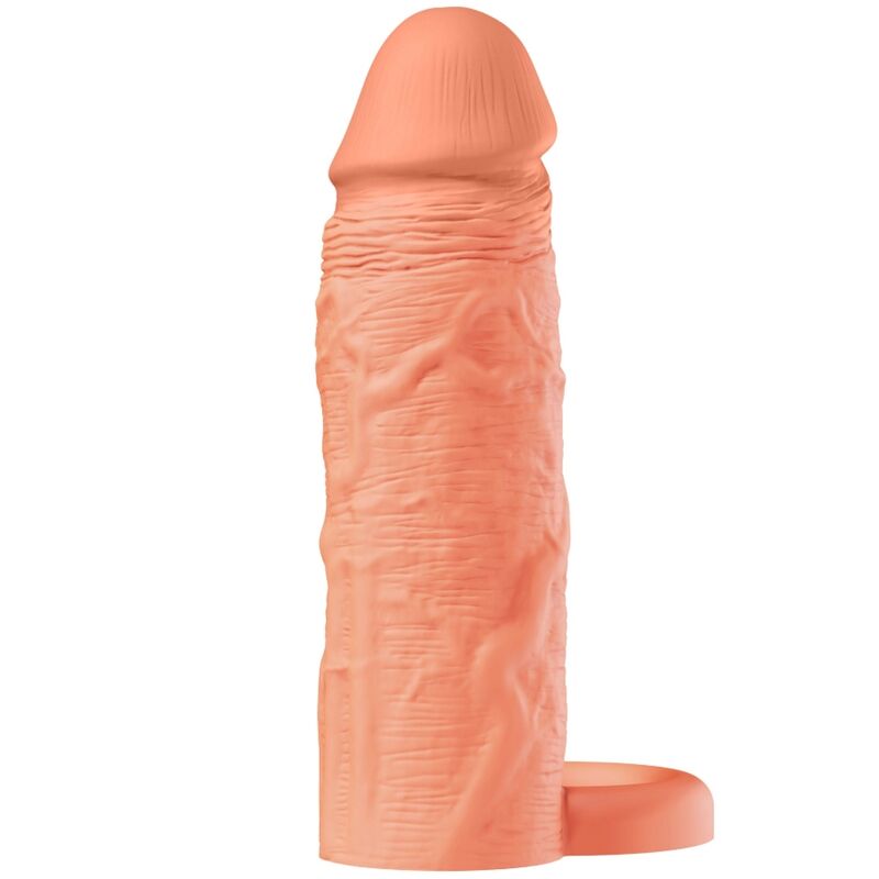 HIDDEN DESIRE - INFERNO FUNDA EXTENSORA DE SILICONA LÍQUIDA CON ANILLO 18 CM Ø 4,5 CM COLOR PIEL