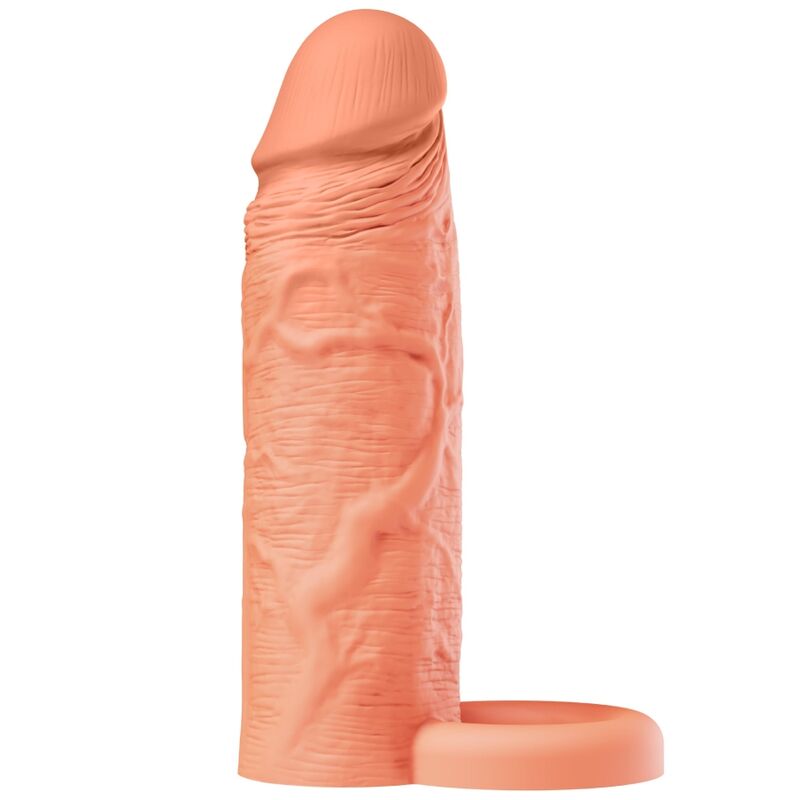 HIDDEN DESIRE - INFERNO FUNDA EXTENSORA DE SILICONA LÍQUIDA CON ANILLO 18 CM Ø 4,5 CM COLOR PIEL