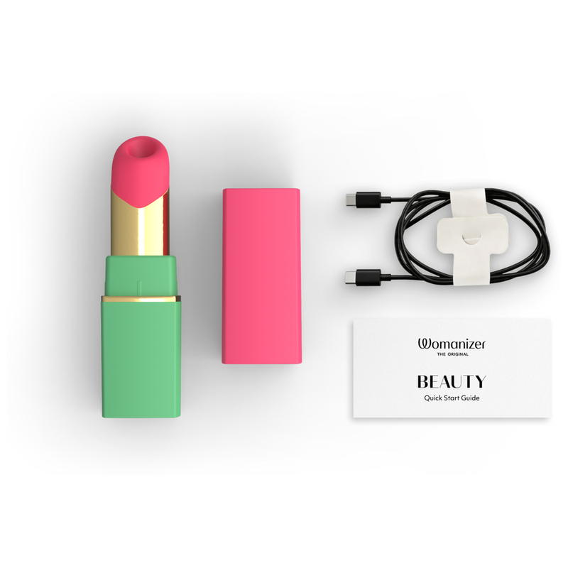 WOMANIZER - BEAUTY ESTIMULADOR DE CLÍTORIS POR SUCCIÓN 6 NIVELES VERDE Y ROSA