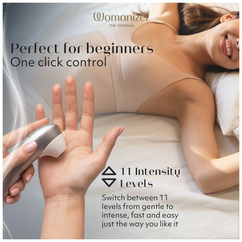 WOMANIZER - PRO ESTIMULADOR DE CLÍTORIS POR SUCCIÓN 11 NIVELES GRIS PLATEADO