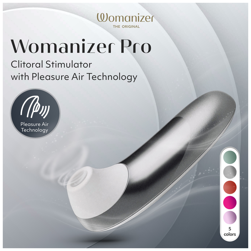 WOMANIZER - PRO ESTIMULADOR DE CLÍTORIS POR SUCCIÓN 11 NIVELES GRIS PLATEADO