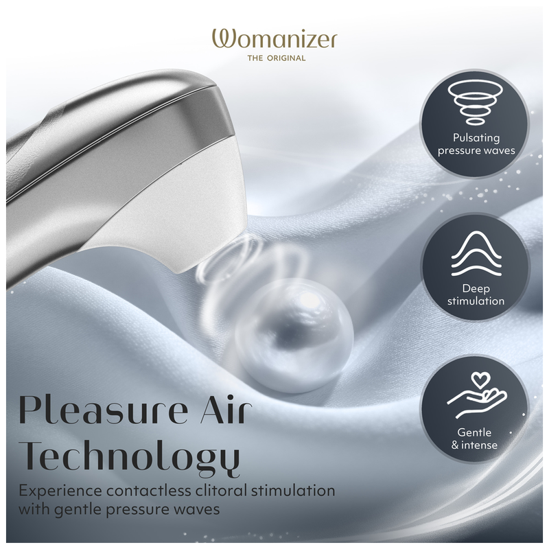 WOMANIZER - PRO ESTIMULADOR DE CLÍTORIS POR SUCCIÓN 11 NIVELES GRIS PLATEADO