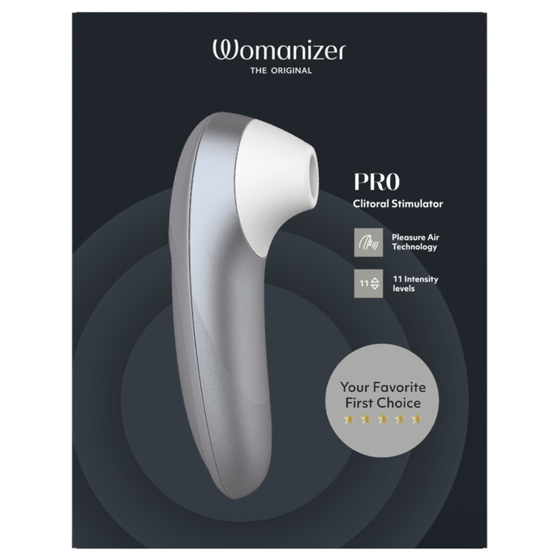 WOMANIZER - PRO ESTIMULADOR DE CLÍTORIS POR SUCCIÓN 11 NIVELES GRIS PLATEADO