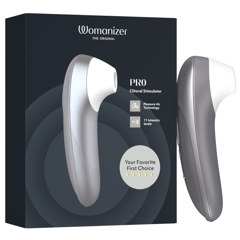 WOMANIZER - PRO ESTIMULADOR DE CLÍTORIS POR SUCCIÓN 11 NIVELES GRIS PLATEADO