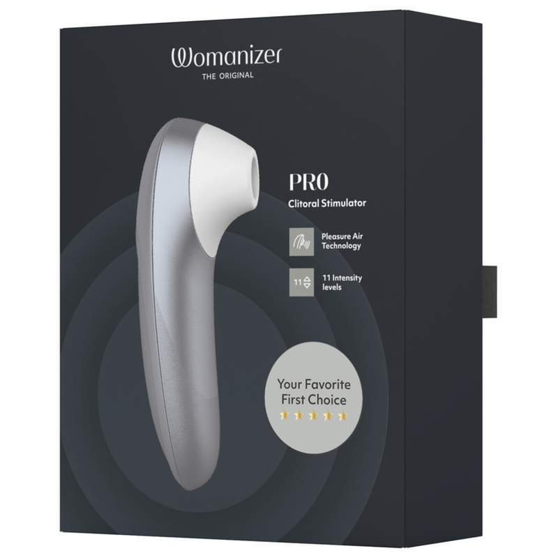 WOMANIZER - PRO ESTIMULADOR DE CLÍTORIS POR SUCCIÓN 11 NIVELES GRIS PLATEADO