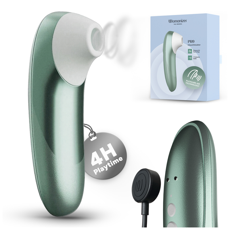 WOMANIZER - PRO ESTIMULADOR DE CLÍTORIS POR SUCCIÓN 11 NIVELES VERDE SALVIA