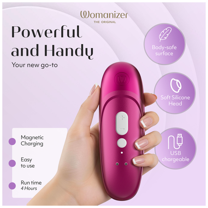 WOMANIZER - PRO ESTIMULADOR DE CLÍTORIS POR SUCCIÓN 11 NIVELES ROSA VIBRANTE
