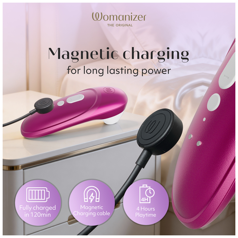 WOMANIZER - PRO ESTIMULADOR DE CLÍTORIS POR SUCCIÓN 11 NIVELES ROSA VIBRANTE