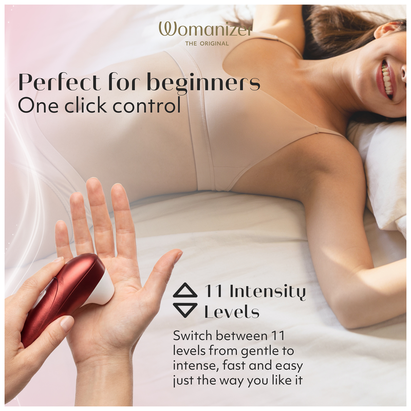 WOMANIZER - PRO ESTIMULADOR DE CLÍTORIS POR SUCCIÓN 11 NIVELES ROJO BURDEOS