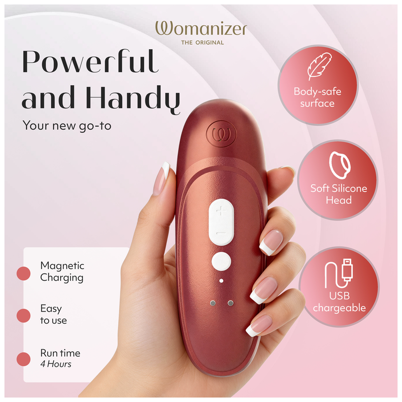WOMANIZER - PRO ESTIMULADOR DE CLÍTORIS POR SUCCIÓN 11 NIVELES ROJO BURDEOS