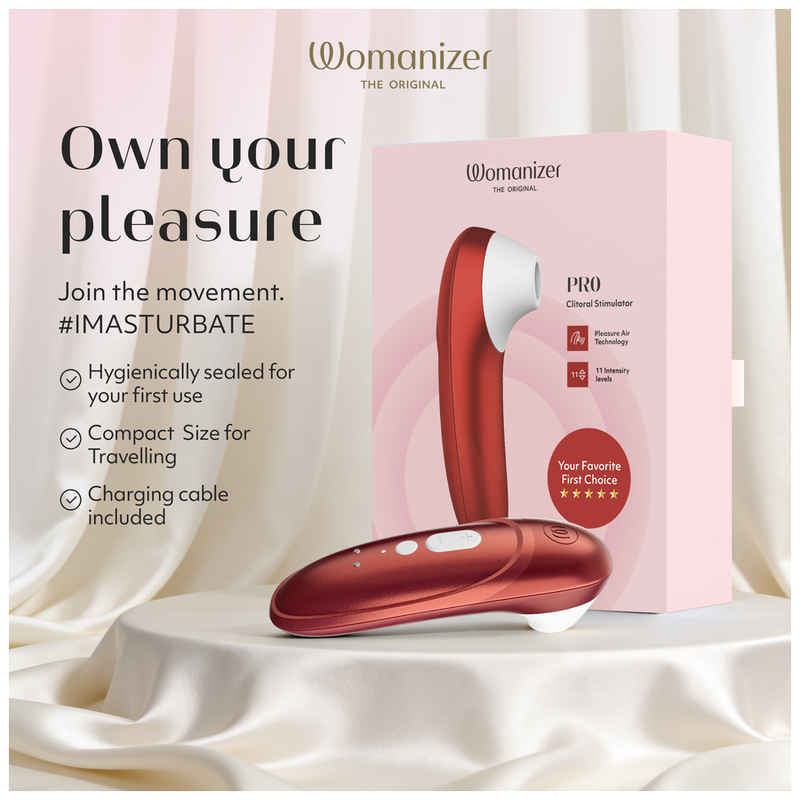 WOMANIZER - PRO ESTIMULADOR DE CLÍTORIS POR SUCCIÓN 11 NIVELES ROJO BURDEOS