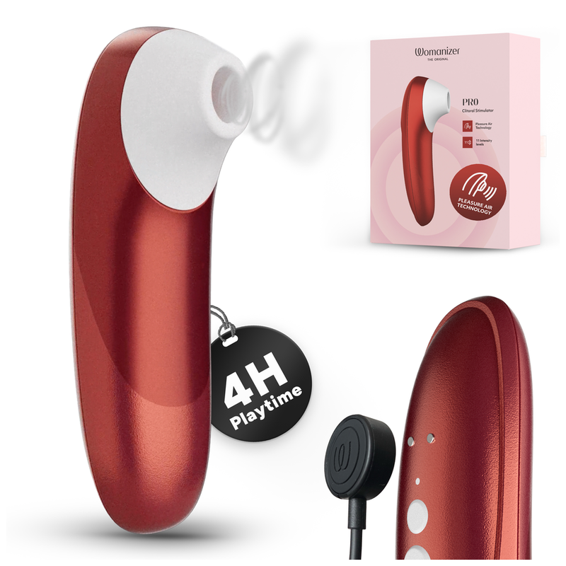 WOMANIZER - PRO ESTIMULADOR DE CLÍTORIS POR SUCCIÓN 11 NIVELES ROJO BURDEOS