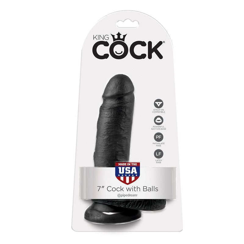 KING COCK - 7 PENE REALÍSTICO NEGRO 17.8 CM