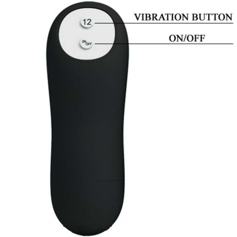 PRETTY LOVE - PLUG ANAL SILICONA ESTIMULACIÓN EXTRA Y 12 MODOS VIBRACIÓN NEGRO CONTROL REMOTO