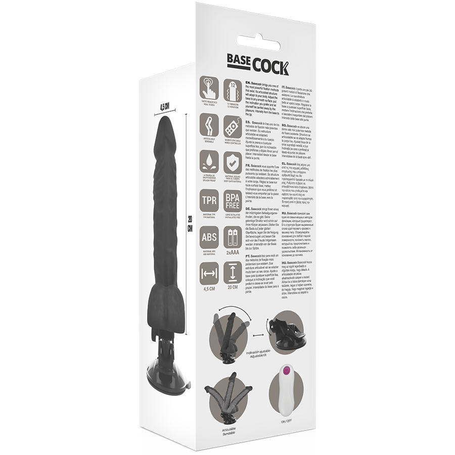 BASECOCK - VIBRADOR REALÍSTICO ARTICULABLE CONTROL REMOTO NATURAL 20 CM -O- 4.5 CM