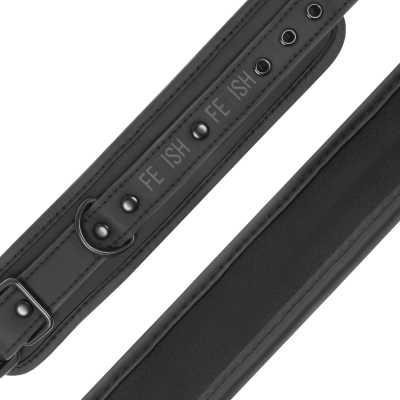 FETISH SUBMISSIVE - COLLAR Y ESPOSAS CUERO VEGANO CON FORRO DE NEOPRENO
