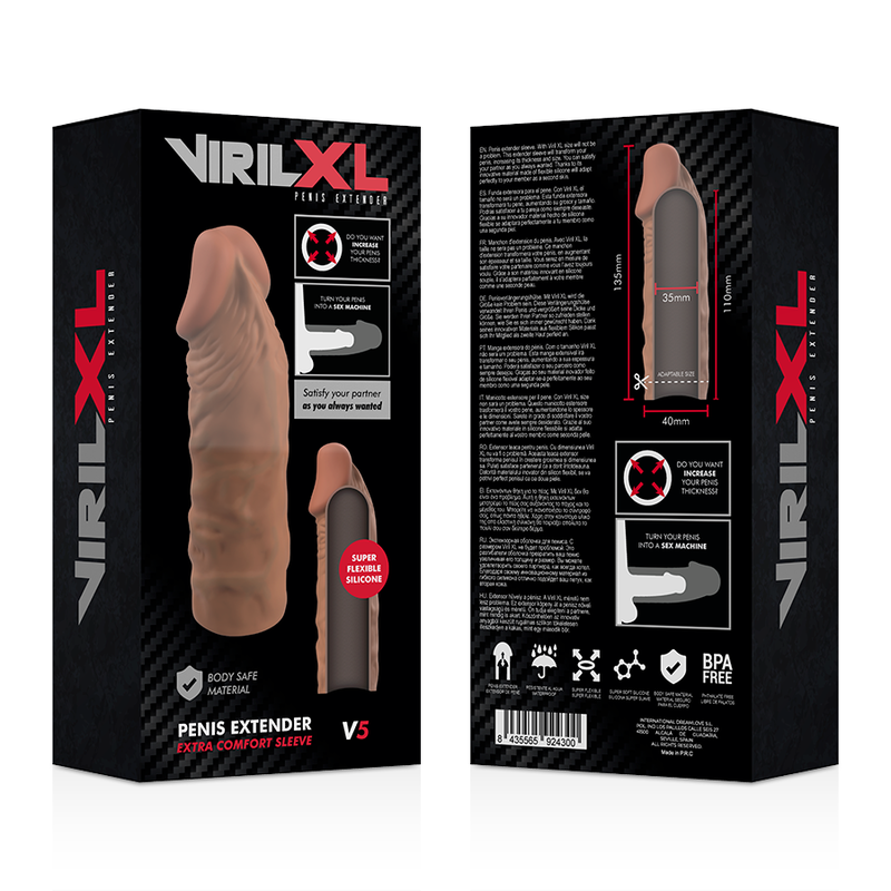 VIRILXL - EXTENSIÓN DE PENE LIQUID SILICONE V5 MARRÓN