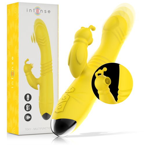 INTENSE - TOKY VIBRADOR MULTIFUNCIN RECARGABLE UP & DOWN CON ESTIMULADOR DE CLITORIS AMARILLO